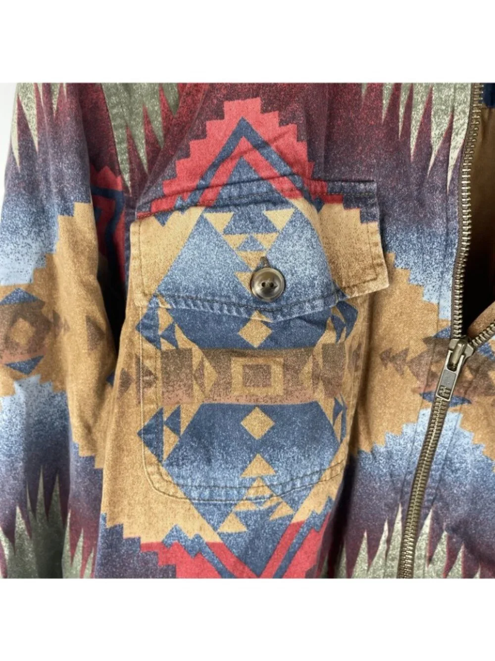 Jones New York Sport Western Aztec Jacket – 100% Cotton Full Zip Shirt Jacket M - Picture 3 of 5